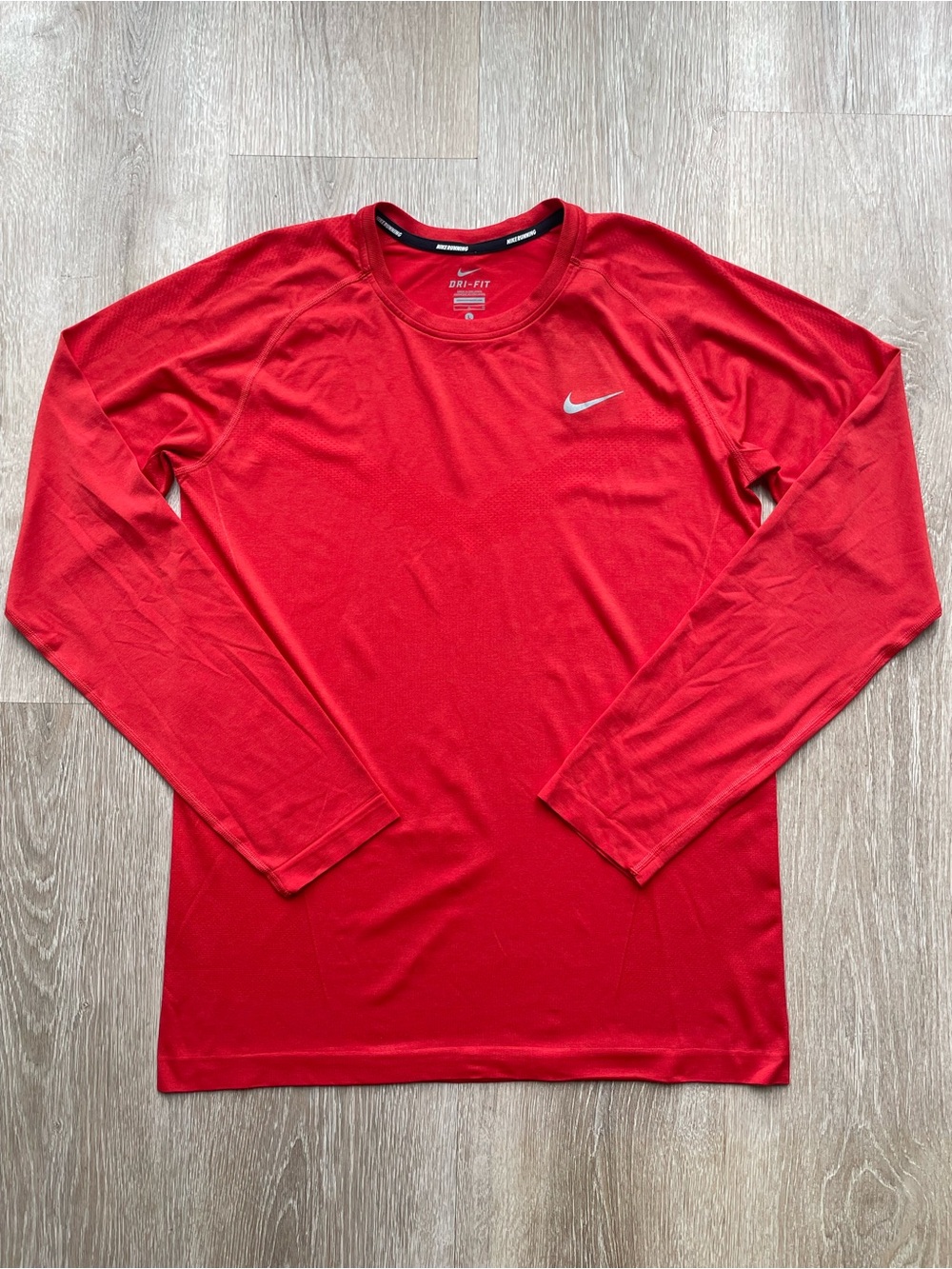 Nike DRI-FIT Running Red Long Sleeve Shirt